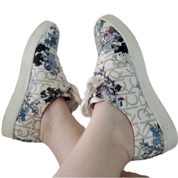 Calvin Klein Imilia Shoes Sneakers Blue Floral Leather Women's  WOMAN'S Size 6 - Picture 12 of 12
